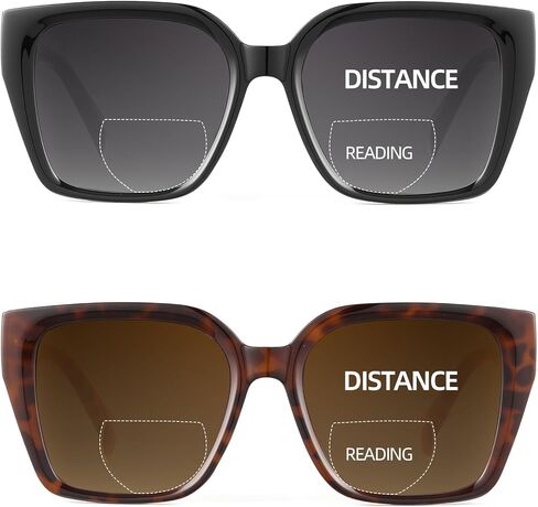 JM Bifocal Reading Sunglasses for Women, Oversized Fashion Square Gradient Sun Readers Outdoor UV400 in Saudi Arabia