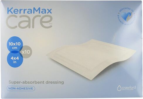 KerraMax Care 4"x4" Super Absorbent Wound Dressing (PRD500-050) – Absorbs Exudate and Isolates it, Preventing Leaks or Drips for Improved Patient Comfort and Wound Care Treatment (Box of 10) in Saudi Arabia
