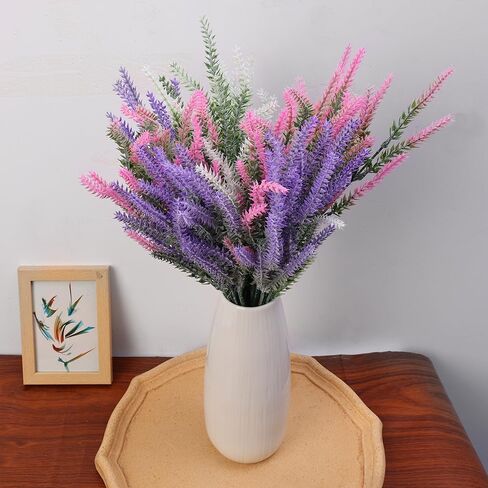 3 Color/Set Artificial Lavender Bouquet Faux Lavender Flowers Stems Home Office Tabletop Vase Decor Outdoor Garden Wedding Decoration 3 Pieces 38cm in Saudi Arabia