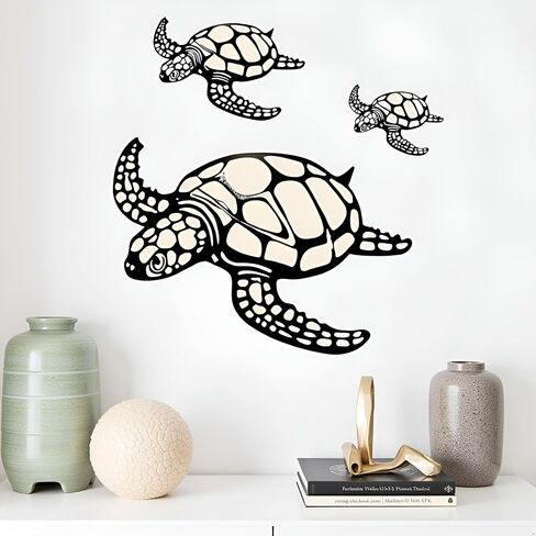 MVTDONT Sea Turtle Wall Decor Set of 3 - Metal Ocean-Themed Art with Hollow Shell Designs for Beach House, Bathroom, Nursery, Living Room Wall Hanging Décor in Saudi Arabia