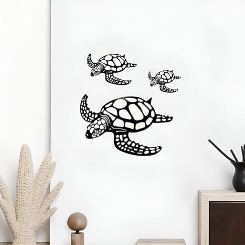 MVTDONT Sea Turtle Wall Decor Set of 3 - Metal Ocean-Themed Art with Hollow Shell Designs for Beach House, Bathroom, Nursery, Living Room Wall Hanging Décor in Saudi Arabia