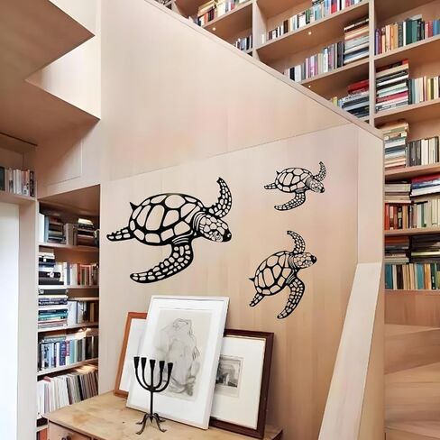 MVTDONT Sea Turtle Wall Decor Set of 3 - Metal Ocean-Themed Art with Hollow Shell Designs for Beach House, Bathroom, Nursery, Living Room Wall Hanging Décor in Saudi Arabia