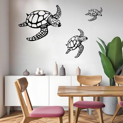 MVTDONT Sea Turtle Wall Decor Set of 3 - Metal Ocean-Themed Art with Hollow Shell Designs for Beach House, Bathroom, Nursery, Living Room Wall Hanging Décor in Saudi Arabia