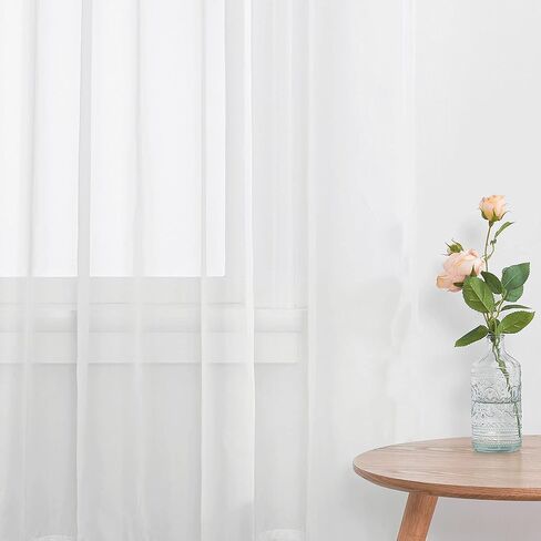 Sheer Light Filtering Curtains 84 inch Long for Bedroom, Semi Ivory White Sheer Curtains for Living Room, 60 x 84 Inches Length, Ivory White, 2 Panels in Saudi Arabia