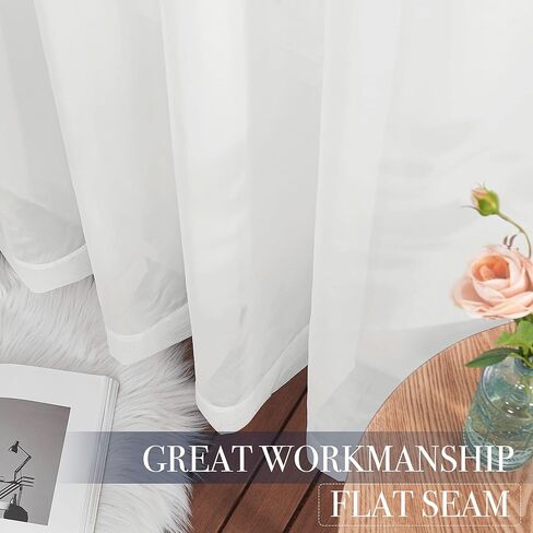 Sheer Light Filtering Curtains 84 inch Long for Bedroom, Semi Ivory White Sheer Curtains for Living Room, 60 x 84 Inches Length, Ivory White, 2 Panels in Saudi Arabia