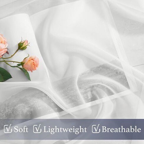 Sheer Light Filtering Curtains 84 inch Long for Bedroom, Semi Ivory White Sheer Curtains for Living Room, 60 x 84 Inches Length, Ivory White, 2 Panels in Saudi Arabia