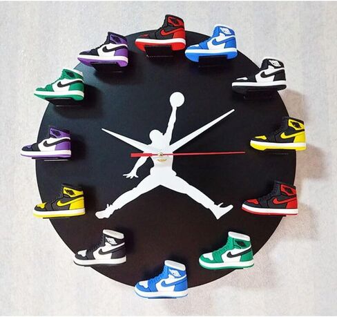 Wall Clock 3D Stereo Shoe Model Classic Sneaker Wall Clock Black in Saudi Arabia