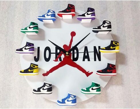 Wall Clock 3D Stereo Shoe Model Classic Sneaker Wall Clock Black in Saudi Arabia