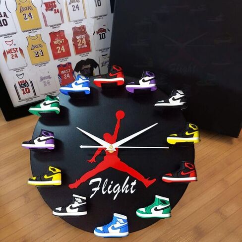 Wall Clock 3D Stereo Shoe Model Classic Sneaker Wall Clock Black in Saudi Arabia