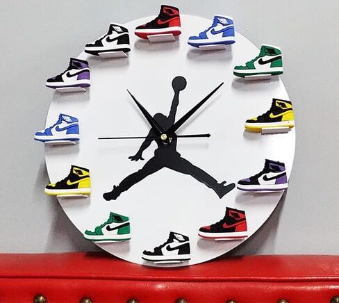 Wall Clock 3D Stereo Shoe Model Classic Sneaker Wall Clock Black in Saudi Arabia
