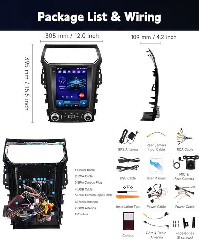 Stereo Car Stereo for Ford Explorer Radio 2011-2019 ترقية 【4+64g】 Android Sterebay Carplay Android Auto ، 9.7 "HD شاشة تعمل باللمس GPS ، WiFi ، 32EQ DSP ، Bluetooth 5.1 ، SWC ، كاميرا احتياطية كاميرا احتياطية in Saudi Arabia