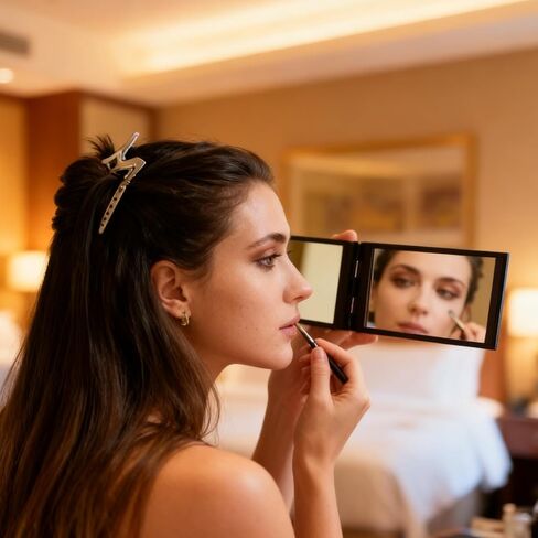 Vin Beauty 4 Way Mirror Foldable Makeup Mirror Portable 360 Degree Handheld Haircut Mirrors 4 Barber Desktop DIY Haircut Tool for Hair Cuting Styling Grooming Sided Self Haircuts for Home and Salon in Saudi Arabia