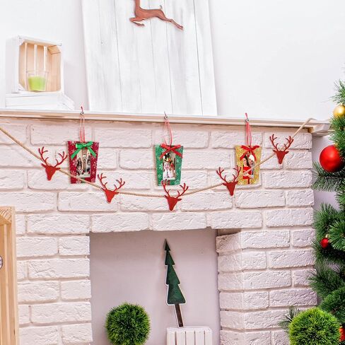 Blulu 12 Pieces Christmas Tree Frames Wooden Present Box Picture Frame 3 Colors Ornaments Photo Frame Mini Hanging Xmas Ornament in Saudi Arabia