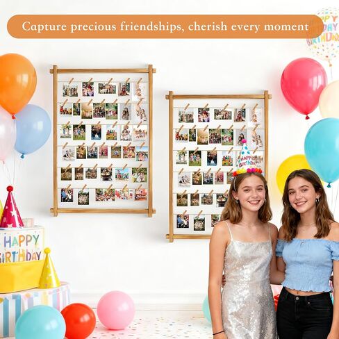 Collage Picture Frame,Photo Display Board with Clips,Hanging Pictures Frames Photos Wall Decor for Wedding Graduation Party Birthday Greeting Letter Postcards Christmas Cards Holder Organizer,39 inch in Saudi Arabia