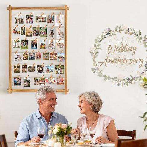 Collage Picture Frame,Photo Display Board with Clips,Hanging Pictures Frames Photos Wall Decor for Wedding Graduation Party Birthday Greeting Letter Postcards Christmas Cards Holder Organizer,39 inch in Saudi Arabia