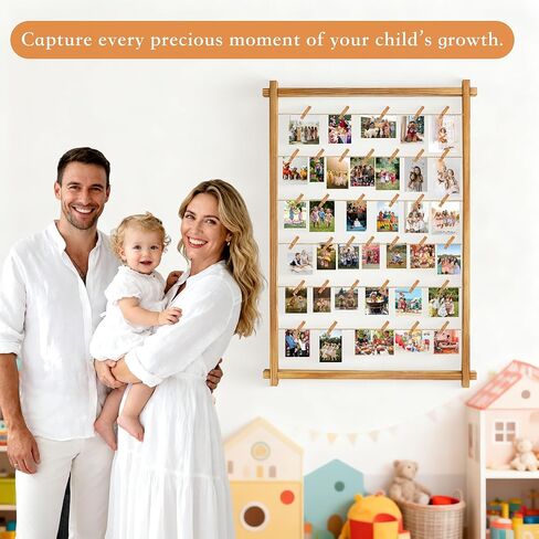 Collage Picture Frame,Photo Display Board with Clips,Hanging Pictures Frames Photos Wall Decor for Wedding Graduation Party Birthday Greeting Letter Postcards Christmas Cards Holder Organizer,39 inch in Saudi Arabia
