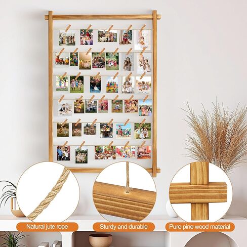 Collage Picture Frame,Photo Display Board with Clips,Hanging Pictures Frames Photos Wall Decor for Wedding Graduation Party Birthday Greeting Letter Postcards Christmas Cards Holder Organizer,39 inch in Saudi Arabia