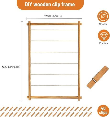 Collage Picture Frame,Photo Display Board with Clips,Hanging Pictures Frames Photos Wall Decor for Wedding Graduation Party Birthday Greeting Letter Postcards Christmas Cards Holder Organizer,39 inch in Saudi Arabia