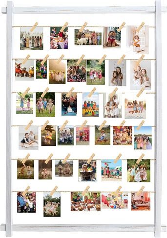 إطار صورة مجمعة، لوحة عرض الصور مع مشابك، إطارات الصور المعلقة صور ديكور الحائط لحفلات الزفاف وحفلات التخرج وعيد الميلاد وبطاقات بريدية وحامل بطاقات عيد الميلاد، 39 بوصة in Kuwait