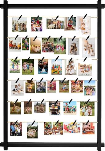 Collage Picture Frame,Photo Display Board with Clips,Hanging Pictures Frames Photos Wall Decor for Wedding Graduation Party Birthday Greeting Letter Postcards Christmas Cards Holder Organizer,39 inch in Saudi Arabia