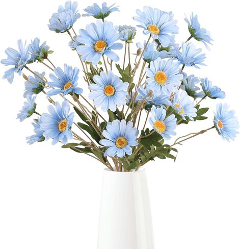 INSUNSIX White Artificial Daisy Flowers 6Pcs 29.52" Long Stem Faux Daisies 36 Heads Fake Wild Flowers for Tall Vase Living Room Bedroom Bridal Bouquets Table Centerpieces(White) in Saudi Arabia
