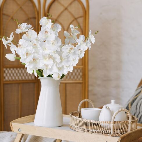 OBDXZHC 6 Pcs Artificial Orchid Stems 33.5" Tall 9 Large Petals Fake White Phalaenopsis Flower Arrangements for Home Wedding Living Room Table Centerpiece Office Table Decor White in Saudi Arabia