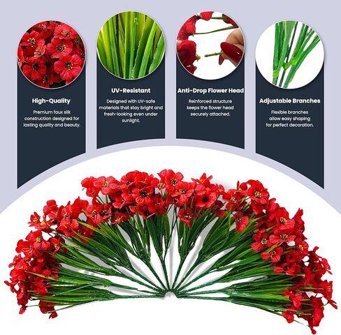 Zoncute Artificial Flowers for Outdoor, Garden & Front Yard Decoration - Faux Silk Daisies, Fake Plants Ideal for Porch, Patio, Indoor and Home Decor, UV Resistant, 12 Bundles (Red) in Saudi Arabia