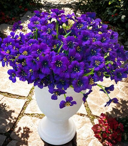 Zoncute Artificial Flowers for Outdoor, Garden & Front Yard Decoration - Faux Silk Daisies, Fake Plants Ideal for Porch, Patio, Indoor and Home Decor, UV Resistant, 12 Bundles (Red) in Saudi Arabia