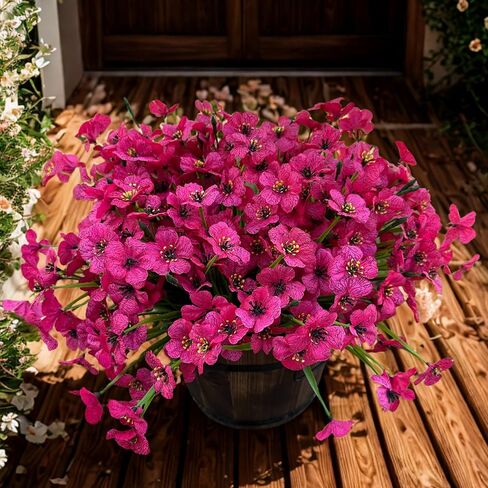 Zoncute Artificial Flowers for Outdoor, Garden & Front Yard Decoration - Faux Silk Daisies, Fake Plants Ideal for Porch, Patio, Indoor and Home Decor, UV Resistant, 12 Bundles (Red) in Saudi Arabia