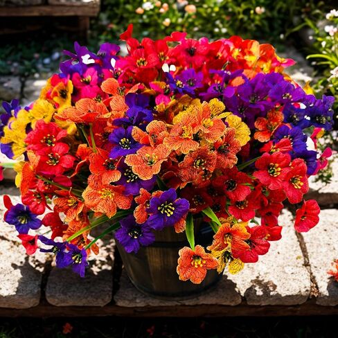 Zoncute Artificial Flowers for Outdoor, Garden & Front Yard Decoration - Faux Silk Daisies, Fake Plants Ideal for Porch, Patio, Indoor and Home Decor, UV Resistant, 12 Bundles (Red) in Saudi Arabia