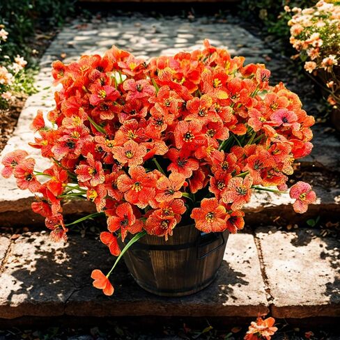 Zoncute Artificial Flowers for Outdoor, Garden & Front Yard Decoration - Faux Silk Daisies, Fake Plants Ideal for Porch, Patio, Indoor and Home Decor, UV Resistant, 12 Bundles (Red) in Saudi Arabia