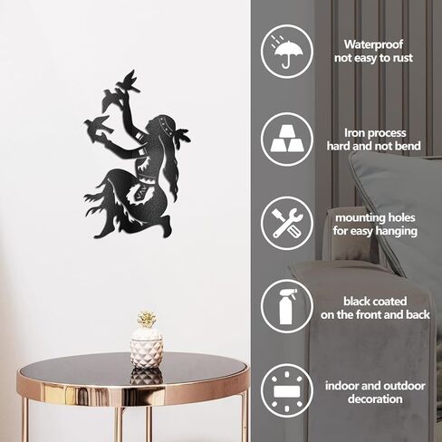 WADORN القبيلة الأمريكية الأصلية النساء المعادن جدار الفن ديكور، العرقية قزم امرأة الفن جدار النحت ديكور النمط الهندي الغربي سيدة زخرفة علامة معلقة للمنزل غرفة نوم الحمام غرفة المعيشة المدخل، 9.4 × 14.9 بوصة in Saudi Arabia