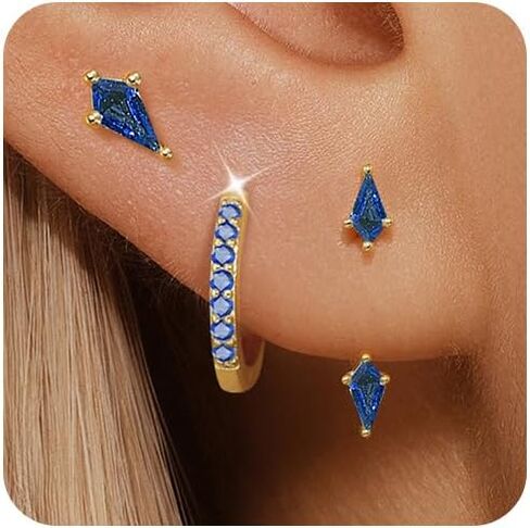 أقراط دائرية ذهبية للنساء عصرية، مجموعة أقراط هوجي هوب من الذهب عيار 14 قيراط لثقب متعدد، أقراط ذهبية رائعة أقراط ذهبية صغيرة مكدسة أقراط غضروفية، مجموعة أقراط ذهبية للفتيات in Kuwait