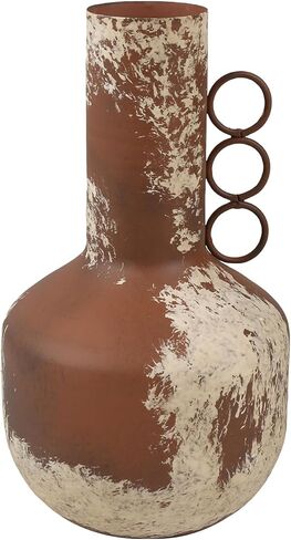 PHILPETY Shabby Chic Classy Designed White Milk Can Galvanized Finish Metal Vase Country Rustic Primitive Decorative Flower Holder for Home Office Garden, 7.48" H (Reddish-Brown) in Saudi Arabia