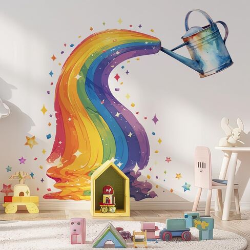 Cartoon Painted Rainbow Kettle Wall Sticker for Bedroom Glass Door Porch Decoration Sicker - Christmas Decoration in Saudi Arabia