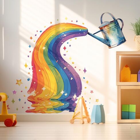 Cartoon Painted Rainbow Kettle Wall Sticker for Bedroom Glass Door Porch Decoration Sicker - Christmas Decoration in Saudi Arabia