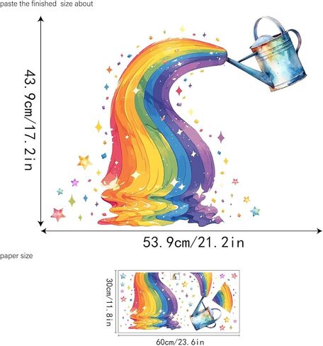 Cartoon Painted Rainbow Kettle Wall Sticker for Bedroom Glass Door Porch Decoration Sicker - Christmas Decoration in Saudi Arabia