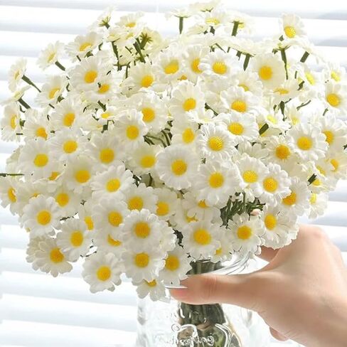 6pcs White Artificial Daisy Flowers Small Daisy Fake Flower Bouquet Valentines Party Festive DIY Home Ornaments Decoration in Saudi Arabia
