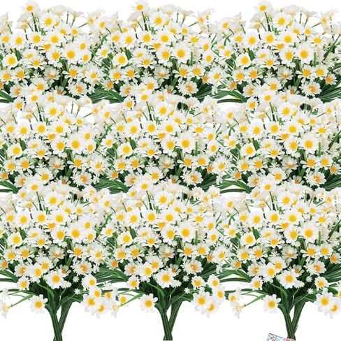 6pcs White Artificial Daisy Flowers Small Daisy Fake Flower Bouquet Valentines Party Festive DIY Home Ornaments Decoration in Saudi Arabia