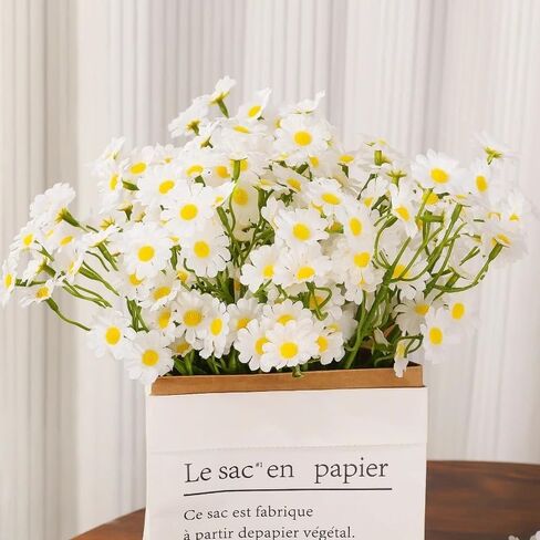 6pcs White Artificial Daisy Flowers Small Daisy Fake Flower Bouquet Valentines Party Festive DIY Home Ornaments Decoration in Saudi Arabia