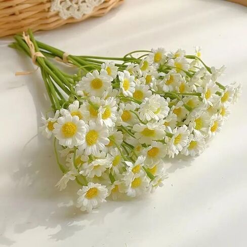 6pcs White Artificial Daisy Flowers Small Daisy Fake Flower Bouquet Valentines Party Festive DIY Home Ornaments Decoration in Saudi Arabia