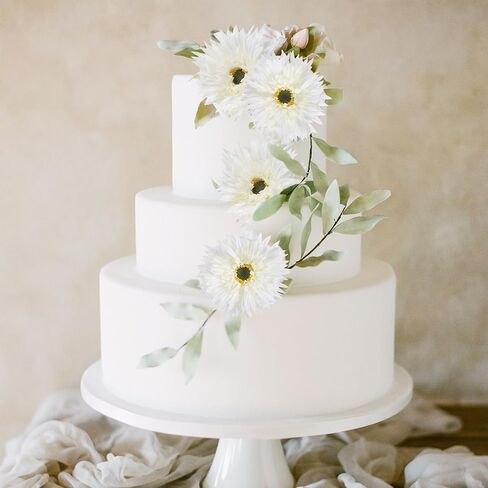 Fqueelvys 12pcs Gerbera Daisy Artificial Flowers 17.7’’ White Faux Daisies Silk Flowers with Stems for Wedding Bouquet Home Party Garden Outdoor Decoration(White) in Saudi Arabia