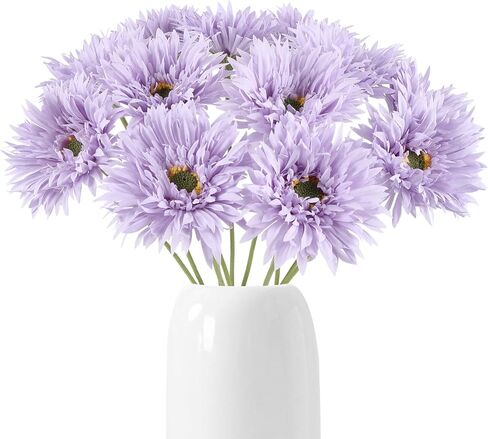 Fqueelvys 12pcs Gerbera Daisy Artificial Flowers 17.7’’ White Faux Daisies Silk Flowers with Stems for Wedding Bouquet Home Party Garden Outdoor Decoration(White) in Saudi Arabia