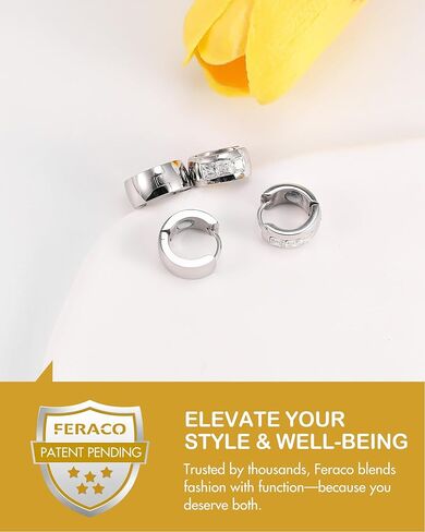 Feraco Magnetic Hoop Earrings for Women with 3500 Gauss Neodymium Magnet, 316L Stainless Steel Magnetic Therapy Jewelry, Ear Acupuncture in Kuwait