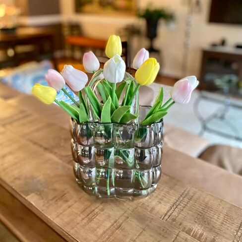 ABAJI 20PCS Tulip Artificial Flowers 12.6inch Real Touch for Wedding Decor Banquet Party Home Hotel Office Decoration Holiday Anniversary Celebration Faux Sterm in Saudi Arabia