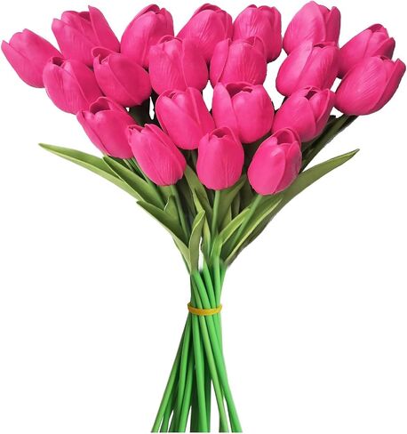 ABAJI 20PCS Tulip Artificial Flowers 12.6inch Real Touch for Wedding Decor Banquet Party Home Hotel Office Decoration Holiday Anniversary Celebration Faux Sterm in Saudi Arabia