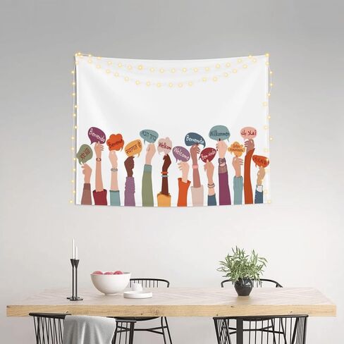 Welcome Tapestry Welcome Words In Different Languages Wall Hanging Tapestries Colorful Conceptual Educational Multilingual Wall Decor For College Dorm Classroom Party Home Bedroom Living Room 29"X37" in Saudi Arabia