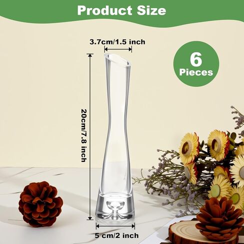 6 Pcs Glass Bud Vases for Centerpieces Maria Modern Clear Small Skinny Decorative Single Flower Bud Vase for Wedding Party Event Home Office Decoration(7.87 Inch,Transparent Color) in Saudi Arabia