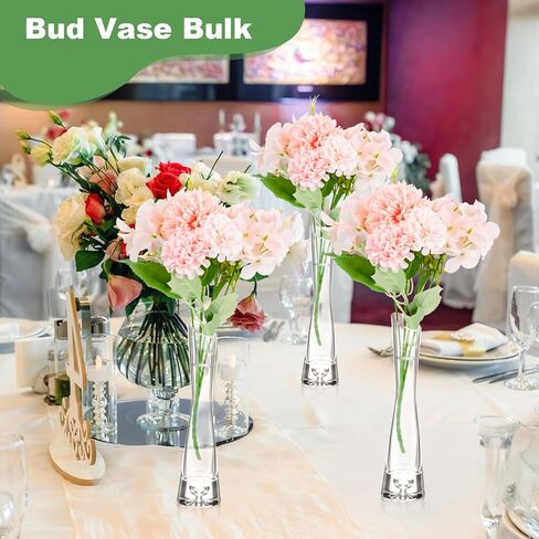 6 Pcs Glass Bud Vases for Centerpieces Maria Modern Clear Small Skinny Decorative Single Flower Bud Vase for Wedding Party Event Home Office Decoration(7.87 Inch,Transparent Color) in Saudi Arabia