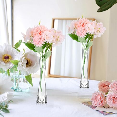6 Pcs Glass Bud Vases for Centerpieces Maria Modern Clear Small Skinny Decorative Single Flower Bud Vase for Wedding Party Event Home Office Decoration(7.87 Inch,Transparent Color) in Saudi Arabia